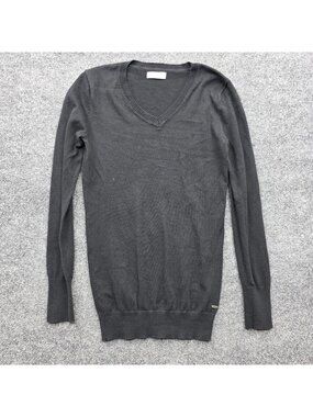 Timeout Losangeles V Neck Sweater Tunic L Black Cotton Casual Layers Minimalist